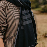 Hand-loomed Cotton Stole - Charcoal