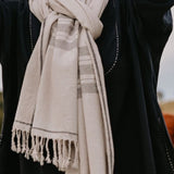 Hand-loomed Cotton Stole - Ivory