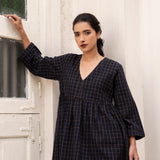 Sophia Dress Navy Check