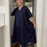 Hana Dress Navy Motifs