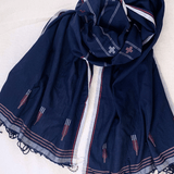 Handwoven Cotton Stole - Indigo Clay Motif