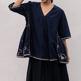 Hana Top Navy Motifs