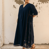 Hana Dress Navy Motifs