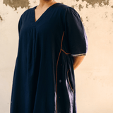 Hana Dress Navy Motifs