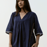 Hana Dress Navy Motifs