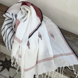 Handwoven Cotton Stole - White Clay Motif