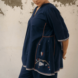 Hana Top Navy Motifs