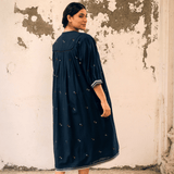 Shanti Dress Navy Motif