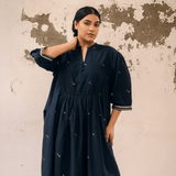 Shanti Dress Navy Motif
