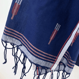 Handwoven Cotton Stole - Indigo Clay Motif