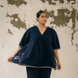 Hana Top Navy Motifs