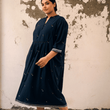Shanti Dress Navy Motif