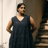 Tara Dress Navy Motif