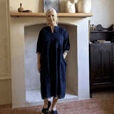 Shanti Dress Navy Motif