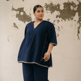 Hana Top Navy Motifs