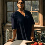 Hana Dress Navy Motifs