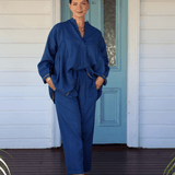 Umaya Top Navy Stripe