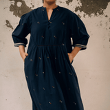 Shanti Dress Navy Motif