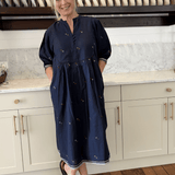 Shanti Dress Navy Motif
