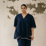 Hana Top Navy Motifs