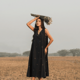 Tara Dress Navy Motif