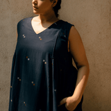 Tara Dress Navy Motif