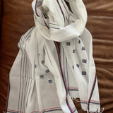 Handwoven Cotton Stole - Crisp White