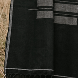 Hand-loomed Cotton Stole - Charcoal
